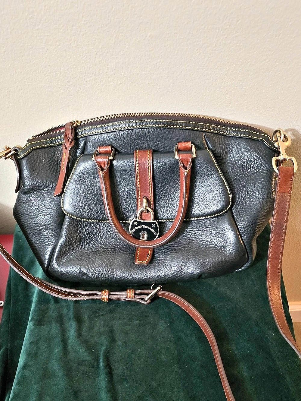 Dooney & Bourke Pebble Grain Front Pocket Satchel Black & Brown